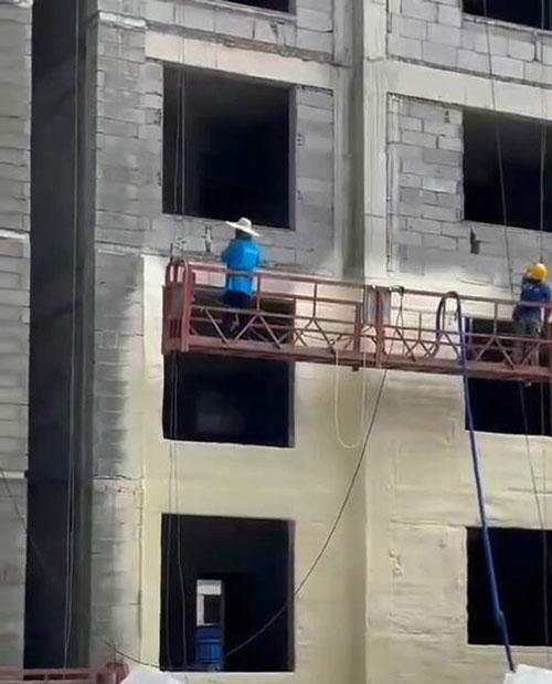 楼房外墙保温层聚氨酯喷涂设备(图3) 楼房外墙保温层聚氨酯喷涂案例